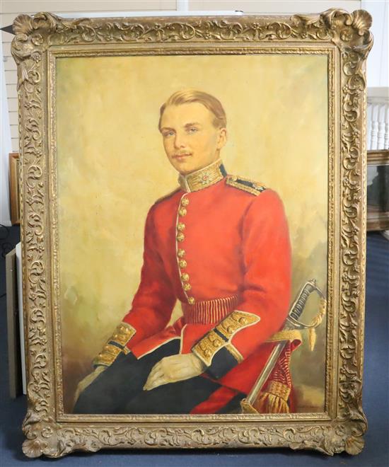 Beatrice Johnson (1906-2000), oil on canvas, three-quarter length portrait of a Coldstream Guards officer